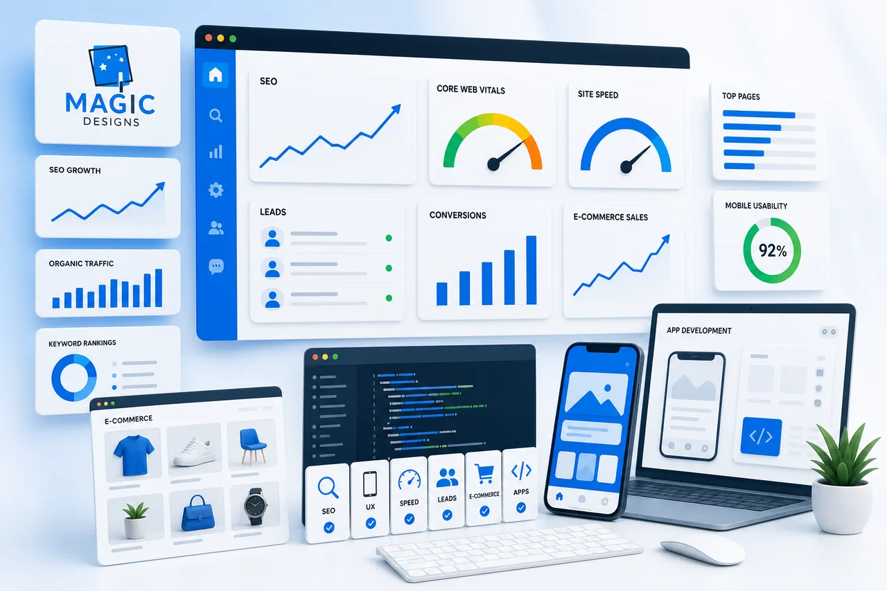 SEO, websites, ecommerce and apps built to win more enquiries visual