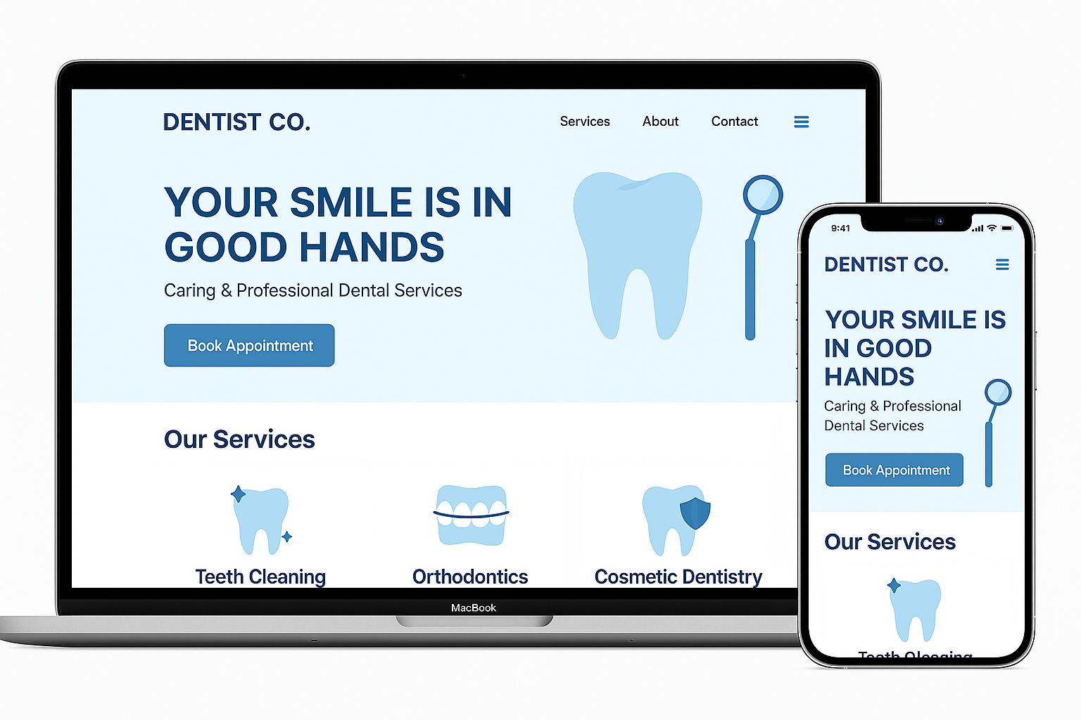 Preview of a dental clinic website design by Magic Designs