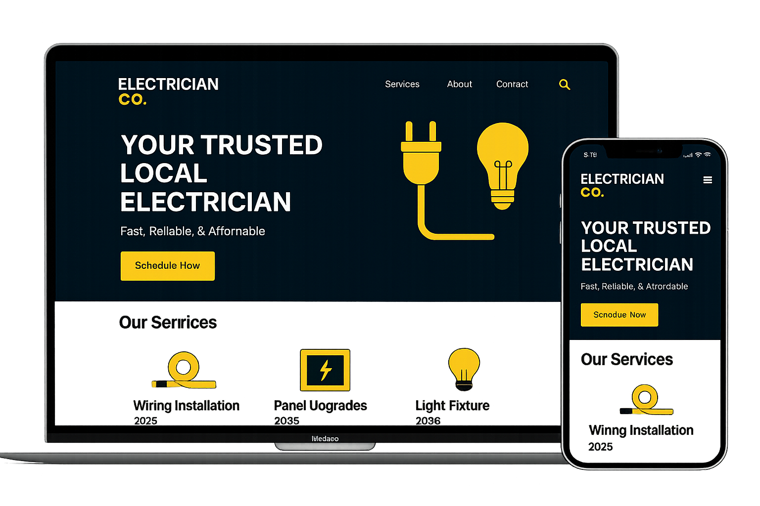 Preview of a modern electrician website design by Magic Designs