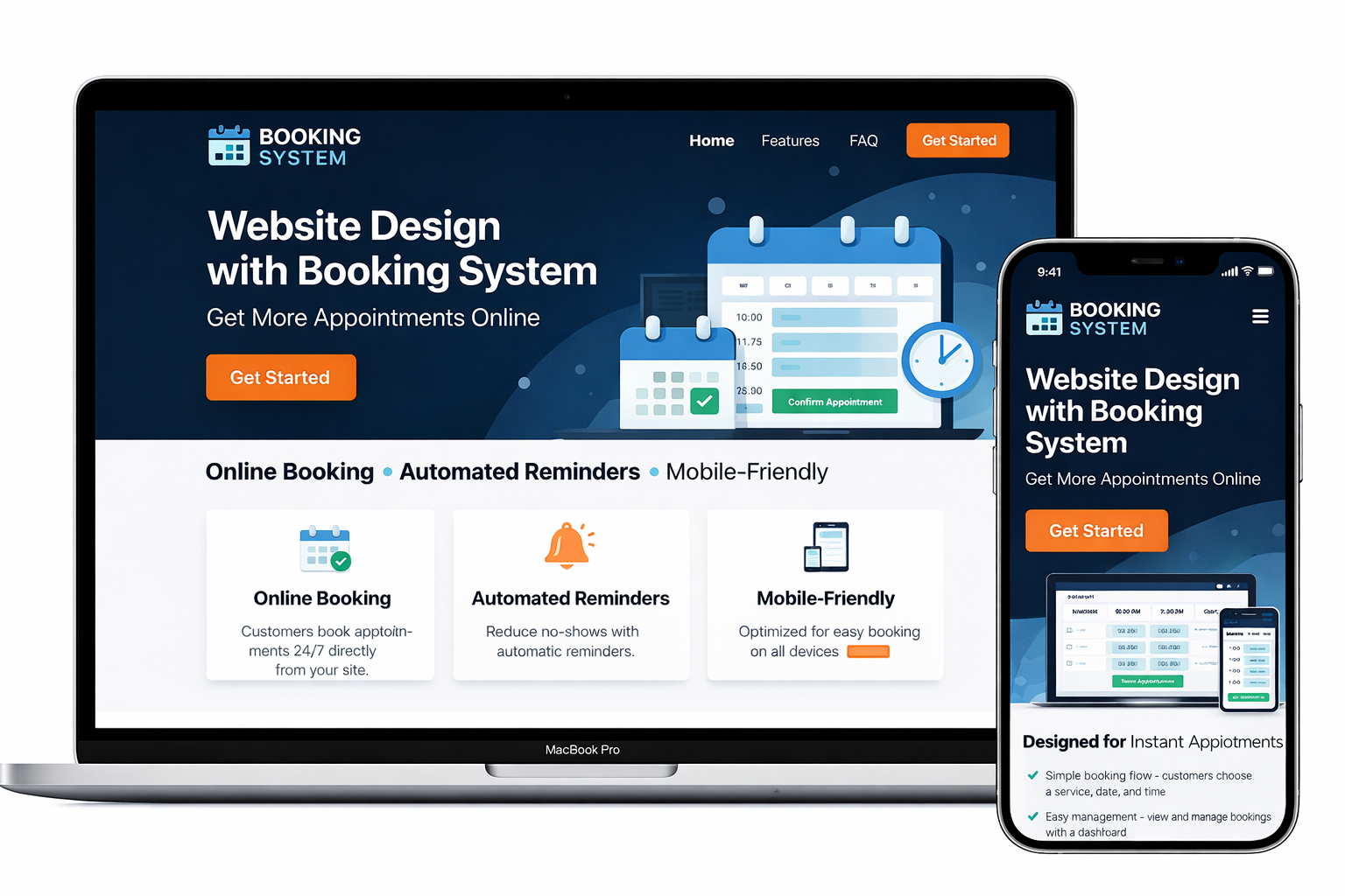Website with integrated online booking system for appointments