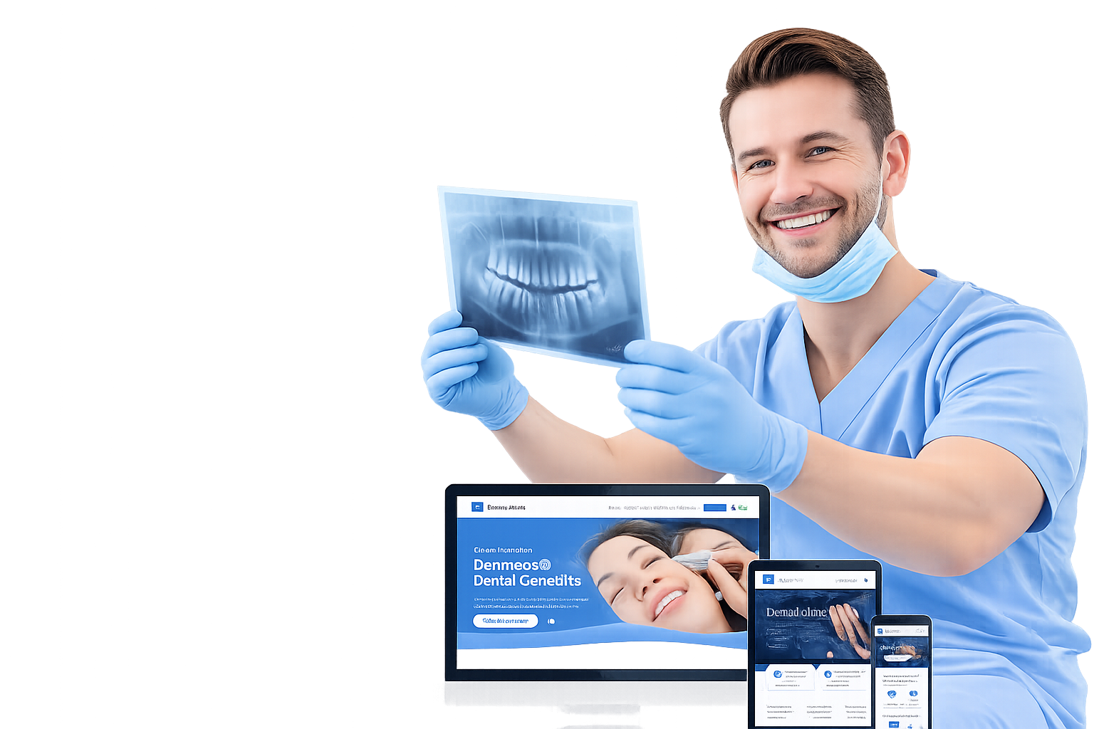 Dentist holding x-ray